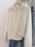Hooded loose pullover 100%cashmere sweater  versatile solid-color wool knitted base layer for women 2025 new autumn and winter PlatiNum