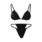 Costume da bagno bikini sexy da donna in tinta unita con fibbia in metallo decorato con costumi da bagno brasiliani per vacanze al mare platinumshop