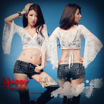 Charming Button Low Waist Denim Shorts Women Clothing Fashion Jeans Super Shorts NightClub DJ Pole Dance DS Party Hot Pants PlatiNum