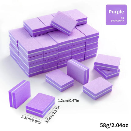 50pcs Lot Two-sided Mini Nail File Blocks Colorful Sponge Nail Buffer Block Nail Polishing Manicure Tools 100/180 Grit Wholesale 2026