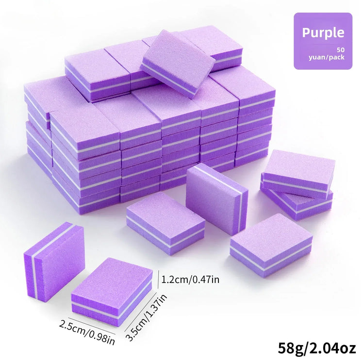 50pcs Lot Two-sided Mini Nail File Blocks Colorful Sponge Nail Buffer Block Nail Polishing Manicure Tools 100/180 Grit Wholesale 2026