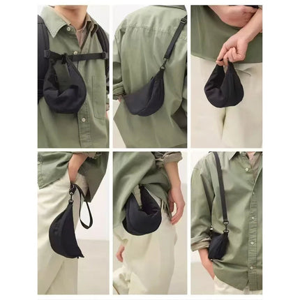 Simple Design Women's Messenger Bag Fashion Ladies Nylon Hobos Small Shoulder Bags Vintage Female Girls Purse Cloth Handbags PlatiNum