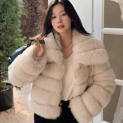 ZADORIN New Luxury Big Collar Spliced Fluffy Faux Fur Coat Women Elegant Winter Faux Fur Jacket Woman Fur Coats Thicken Fur Top
