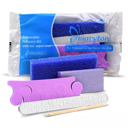 600 Sets/Carton Disposable Pedicure Sets 5Pcs Disposal Pedicura Kit With Cuticle Wood Stickfor Professional Nail Salon Tools