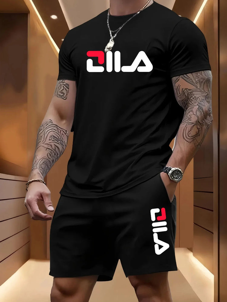 Completo Sportivo Estivo da Uomo per Spiaggia, Casual, per Basket e Attività all'Aperto, Comodo Set Due Pezzi con T-Shirt Larga alla Moda e Pantaloncini platinumshop