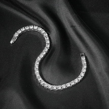 Classical 4MM Tennis Chain Iced Out Bracelet Necklace Men Fashion Hip Hop Jewelry Women 8/16/18/20/24inch Choker Punk Party Gift PlatiNum