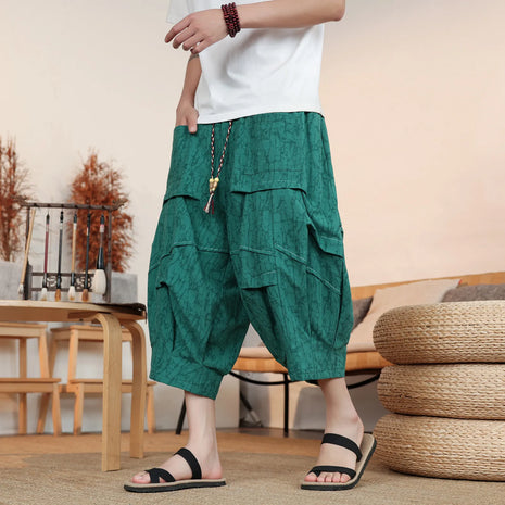 Pantaloncini Estivi da Uomo Taglie Forti in Cotone Comodi Stile Cinese Vintage Moda Casual Sportivi a Lanterna Taglie Grandi fino alla 8XL