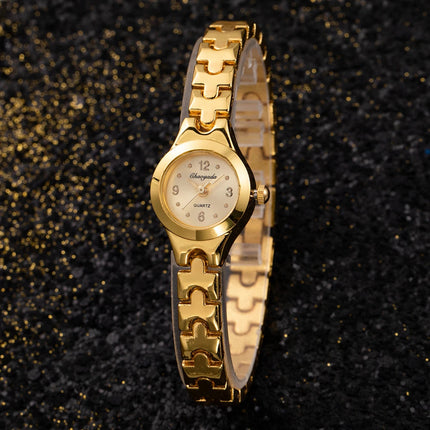 Orologio da polso dorato per donna Orologio da polso da donna di lusso con quadrante piccolo Orologio da donna al quarzo elegante in acciaio Regalo di moda reloj mujer platinumshop