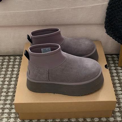 2026 New Winter Warm Wool Dipu Platform Thick Sole Height Increase Genuine Leather And Fur Snow Boots For Women