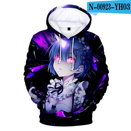 Harajuku Hip Hop Comfortable Re ZERO Rem Ram 3D print Hoodies Sweatshirts Men/Women Sweatshirt Adult/Child Casual Pullovers