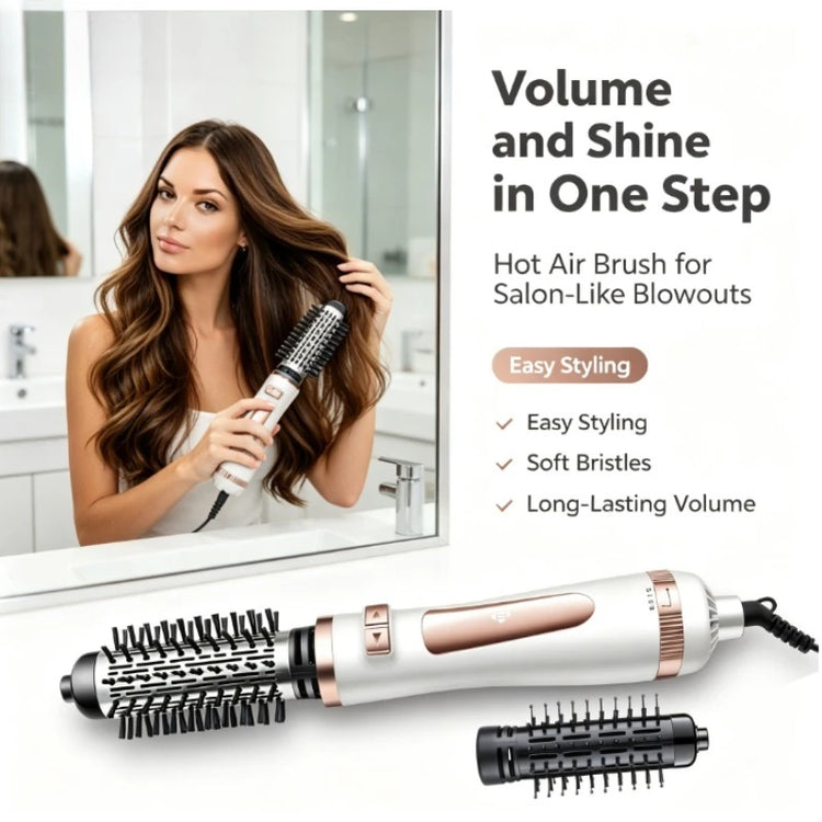 3-in-1 800W Rotating Hot Air Brush Hair Dryer Volumizer Adjustable Temperature Auto Rotation Styling Brush