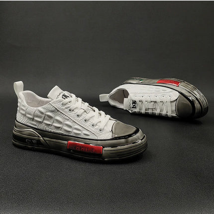 New Designers Genuine Leather Alligator Pattern All Match Sneaker For Men Casual Shoes Flats Walking Footwear Zapatos Hombre