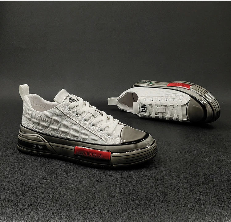 New Designers Genuine Leather Alligator Pattern All Match Sneaker For Men Casual Shoes Flats Walking Footwear Zapatos Hombre