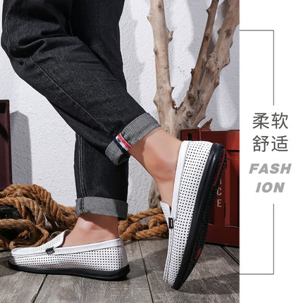 2025 Estate Scava Fuori Penny Mocassini Da Uomo Scarpe Da Barca Traspirante Uomo Mocassini In Pelle Slip On Appartamenti Mens Casual Scarpe Da Guida