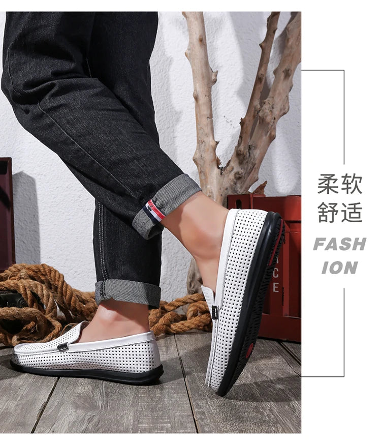 2025 Estate Scava Fuori Penny Mocassini Da Uomo Scarpe Da Barca Traspirante Uomo Mocassini In Pelle Slip On Appartamenti Mens Casual Scarpe Da Guida