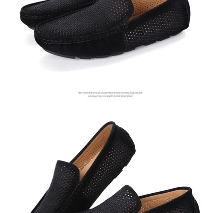 Mocassini da Uomo in Pelle Scamosciata Traspiranti Estivi, Scarpe da Guida di Lusso, Nuove Calzature Casual da Uomo