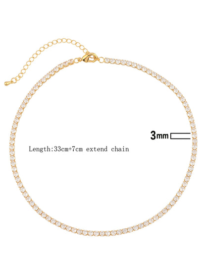 Collana girocollo sexy con zirconi cubici di lusso Collana con catena da tennis ghiacciata per donna Accessori per collo corto hiphop in cristallo Gioielli da sposa