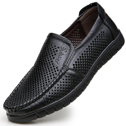 Moda scarpe in vera pelle da uomo piatte traspiranti estive scarpe casual da uomo morbide e confortevoli calzature maschili in pelle KA3559