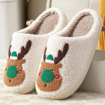 Comwarm Pantofole pelose in pelliccia invernale per donna Scivoli piatti soffici per camera da letto simpatico cartone animato Morbido comfort Scarpe calde in cotone felpato per la casa