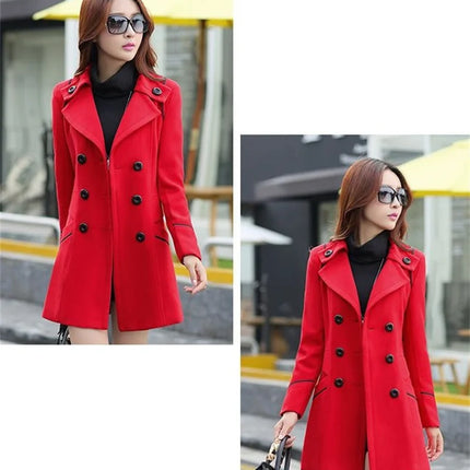 2023 New Korean Winter Woman Wool Coat Long Warm Female Woolen Coat Female Autumn Fashion Double-Breasted Jacket Outerwear