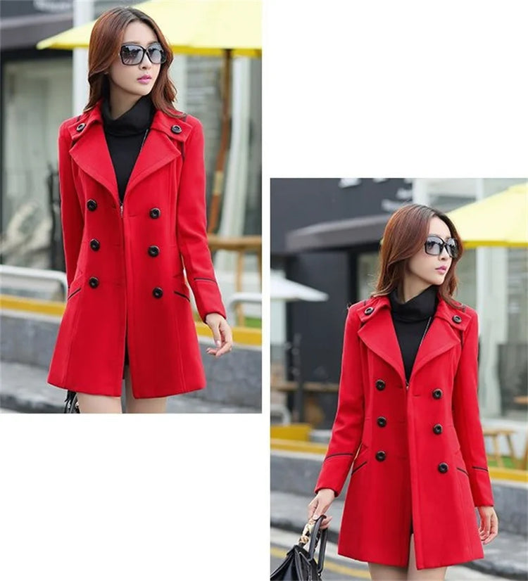 2023 New Korean Winter Woman Wool Coat Long Warm Female Woolen Coat Female Autumn Fashion Double-Breasted Jacket Outerwear