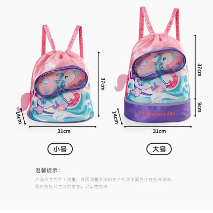 Kids' Swim Bag with Dry and Wet Separation Waterproof Swimming Bags Cute Cartoon Children's Beach Backpack Sports Bag