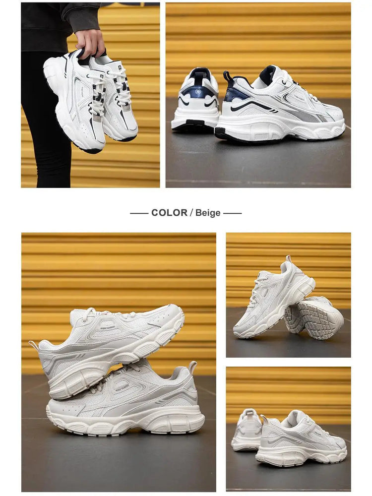 Baasploa Women Running Shoes Lightweight Breathable Sport Shoes Female Comfort White Casual Sneakers Height Increase Cushioning PlatiNum