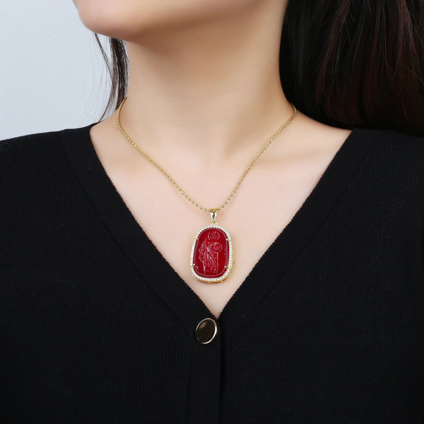 Oro/argento vendita calda stile religioso placcato oro St. Jude zircone collana pendente personalizzato per uomo donna regalo gioielli festa