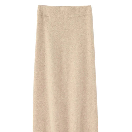 Quality Mink Cashmere Skirt Women's High Waist Slim Hip Skirt Chinese Cheongsam Knit Skirt Fashion All-Match Sweater PlatiNum