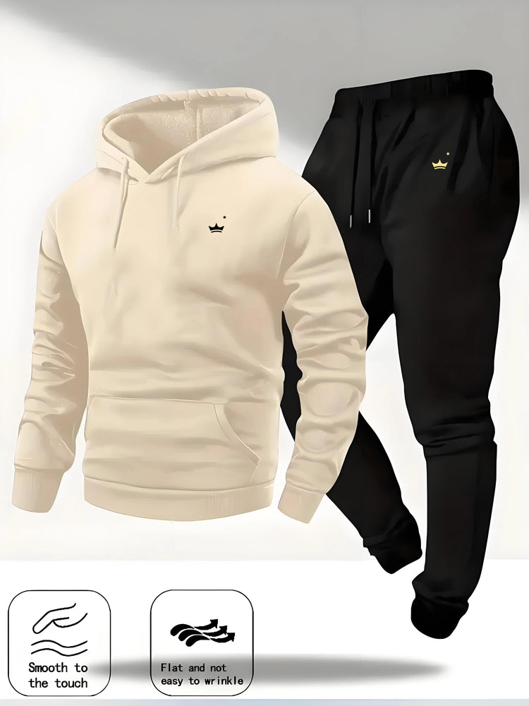 2025 Crown Logo Printed Autumn/Winter Fashion New Hooded Sportswear Outdoor Fashion Versatile Casual Sportswear and Pants PlatiNum