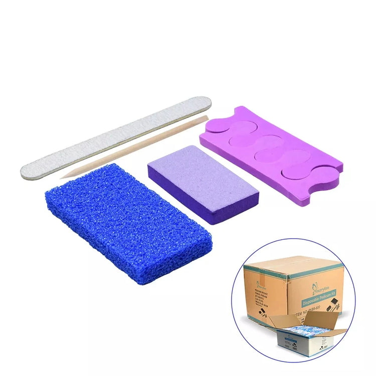600 Sets/Carton Disposable Pedicure Sets 5Pcs Disposal Pedicura Kit With Cuticle Wood Stickfor Professional Nail Salon Tools