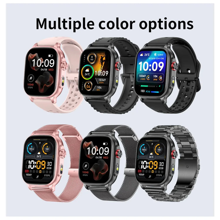 2026New Smart Watch Fitness Clock Men 2.01" AMOLED Screen 1400mAh 130+ Days Battery Life Flashlight Call Waterproof Smartwatches