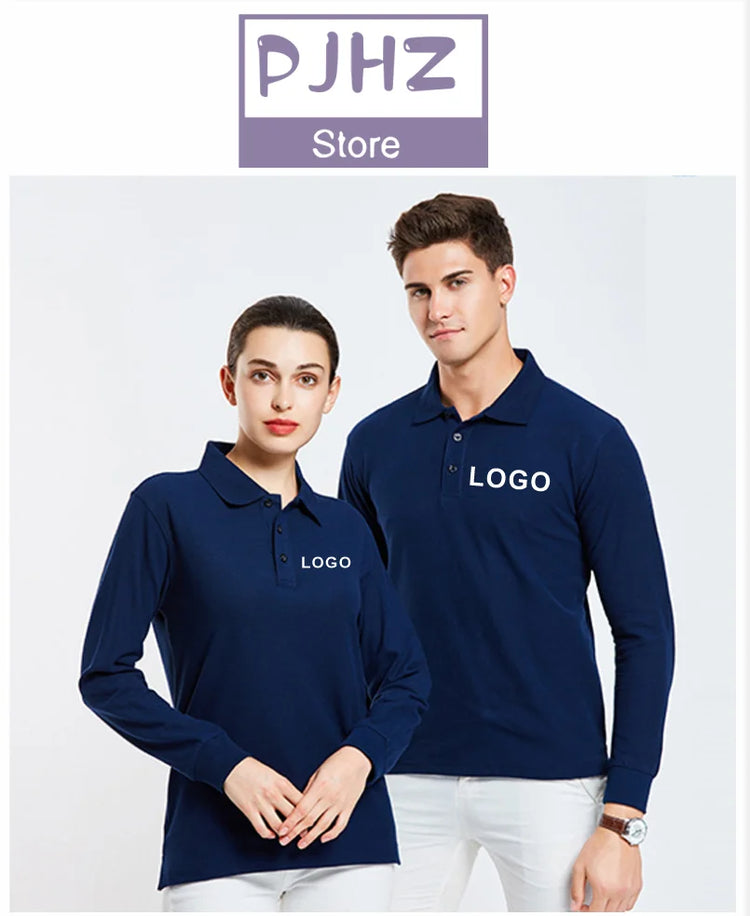 Polo a maniche lunghe in cotone traspirante Personal Company Group Design Logo personalizzato stampa ricamo Casual uomo e donna top