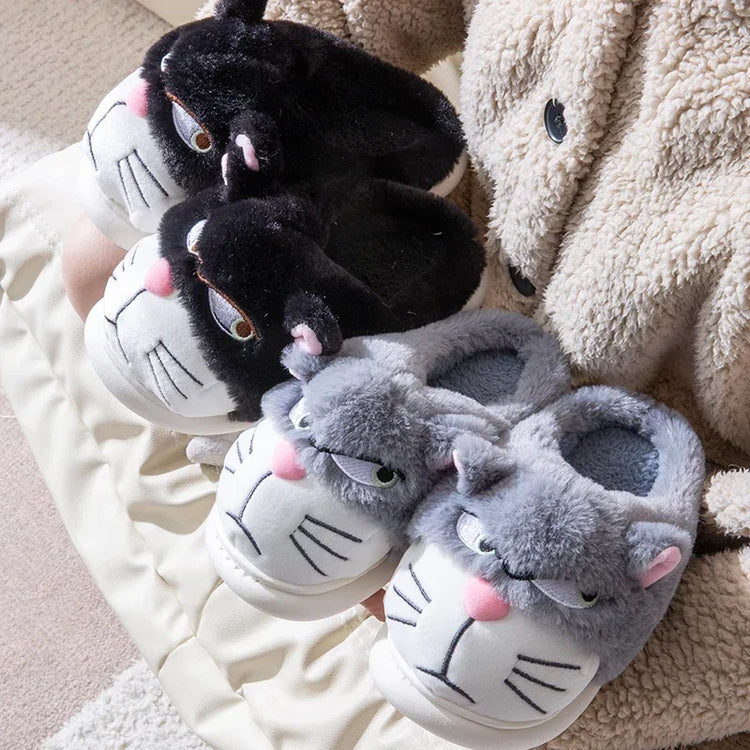 Fluffy Slippers Women Cute Cartoon Winter Plush Home Shoes Girls Casual Large Size Flats