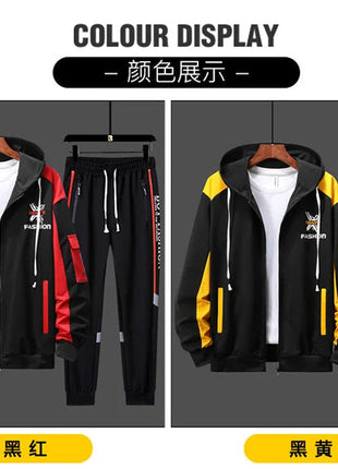 New men's Zipper Cardigan, Pants, High-end Fashion Two-piece Set, Casual Sportswear, Spring and Autumn Printed Commuting Set PlatiNum