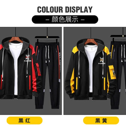 New men's Zipper Cardigan, Pants, High-end Fashion Two-piece Set, Casual Sportswear, Spring and Autumn Printed Commuting Set PlatiNum