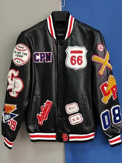 Street Popular Letter Flocking Embroidered Jacket And Coat Men 2023 New Y2K Harajuku Hip Hop Spliced Motorcycle Baseball Uniform