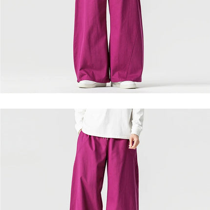 Pantaloni Primaverili 2026 da Uomo, Comodi e Larghi in Cotone, Stile Hip Hop, Tinta Unita, Moda Casual, Gamba Larga, Taglie Forti fino a 5XL