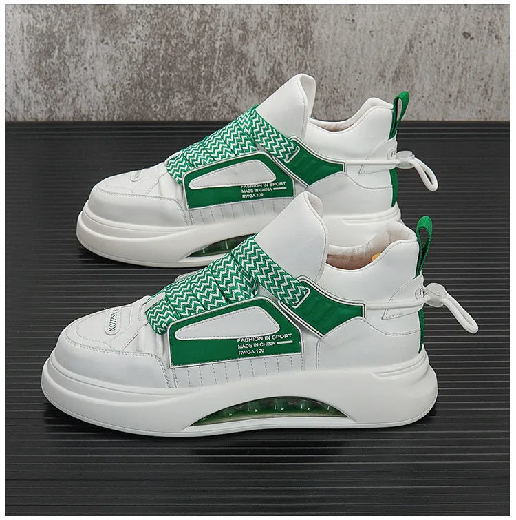 High top White Sneakers Best selling Mens Sneakers With Anti slip Wear resistant Properties Increasing Height by 6 Centimeters