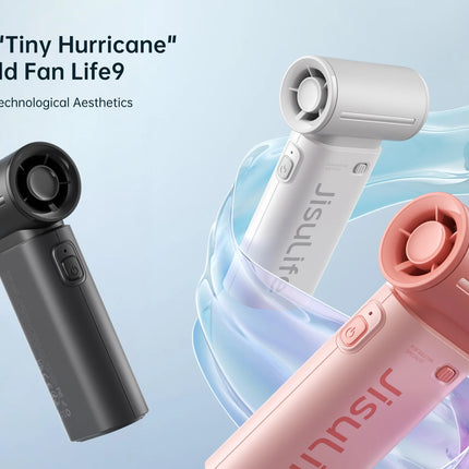 Ventilatore Portatile JISULIFE Life9, Potenza Turbo ad Alta Velocità [18 Ore di Raffreddamento Massimo], 5 Velocità del Vento, Ricaricabile 5000mAh, Design Mini Tascabile, Ventilatore Personale per Viaggi, Concerti, Campegg