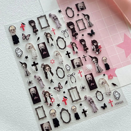 1/5Pcs Chibi Character Ragdoll Cute Anime Cartoon Nail Stickers Kawii Nail Art Weeb Cartoon Relief Self Adhesive Decal S