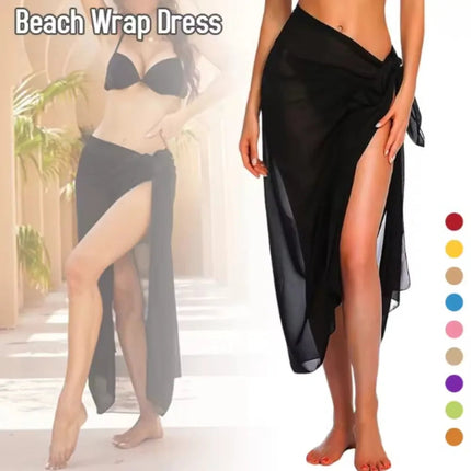 Sarong Lungo in Chiffon, Copricostume Trasparente da Spiaggia, Sciarpa Sexy per Bikini, Copricostume Unico per Donne in Vacanza platinumshop