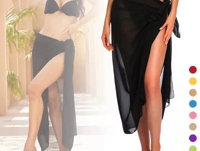 Sarong Lungo in Chiffon, Copricostume Trasparente da Spiaggia, Sciarpa Sexy per Bikini, Copricostume Unico per Donne in Vacanza platinumshop