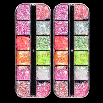 12 Grids Aurora Chameleon Nail Glitter Flakes Irregular Crystal Glass Sequins Powder Shiny Mermaid Paillette Nail Art Decoration 2026