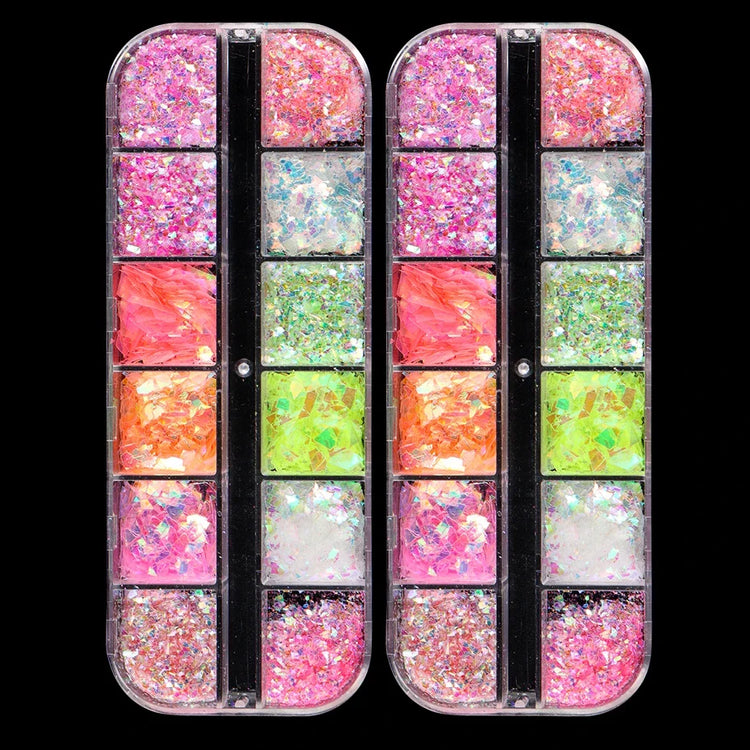 12 Grids Aurora Chameleon Nail Glitter Flakes Irregular Crystal Glass Sequins Powder Shiny Mermaid Paillette Nail Art Decoration 2026