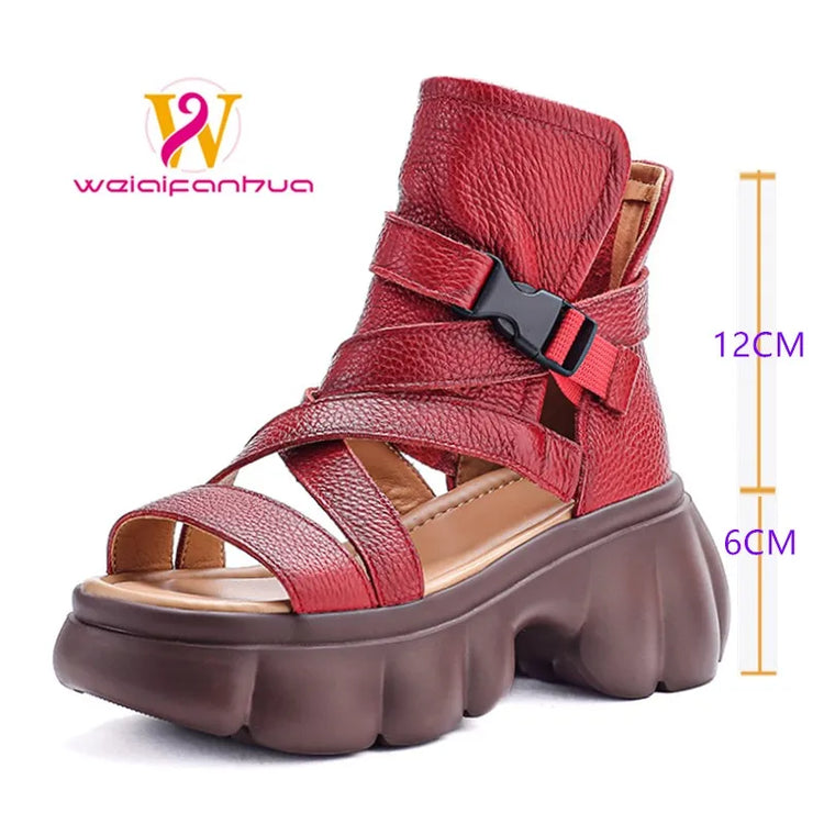 Scarpe Slip-on in Pelle da Donna, Nuovo Stile 2026, Scarpe con Punta Chiusa, Sandali Stile Romano, Scarpe Retrò da Donna con Plateau