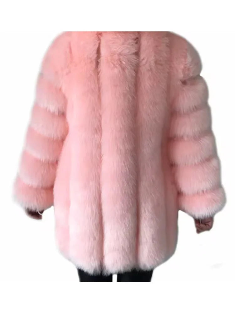 ZADORIN Elegant Turn Down Collar Faux Fox Fur Coat Women Long Thick Warm Fluffy Faux Fur Jacket Winter Fur Coats Manteau Femme