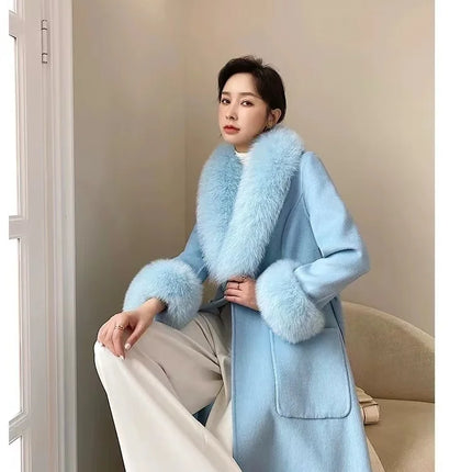 Luxury 2025 Real Fox Fur Collar And Cuffs Set for Women Winter Neck Warmer Fashion Scarf ShawlS Wrap Combo Large Size Furry Fur