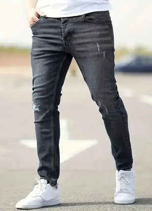 Men's Jeans Stretch Slim Fit Trousers Streetwear Classical Casual Pants Skinny Zipper Denim Designer Clothes Black Blue PlatiNum