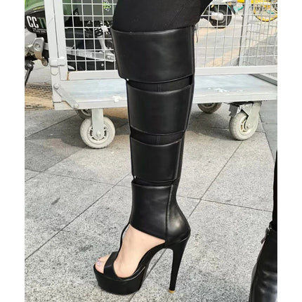 Summer sexy high heel platform  women sandal belt peep toe night party sandal PlatiNum